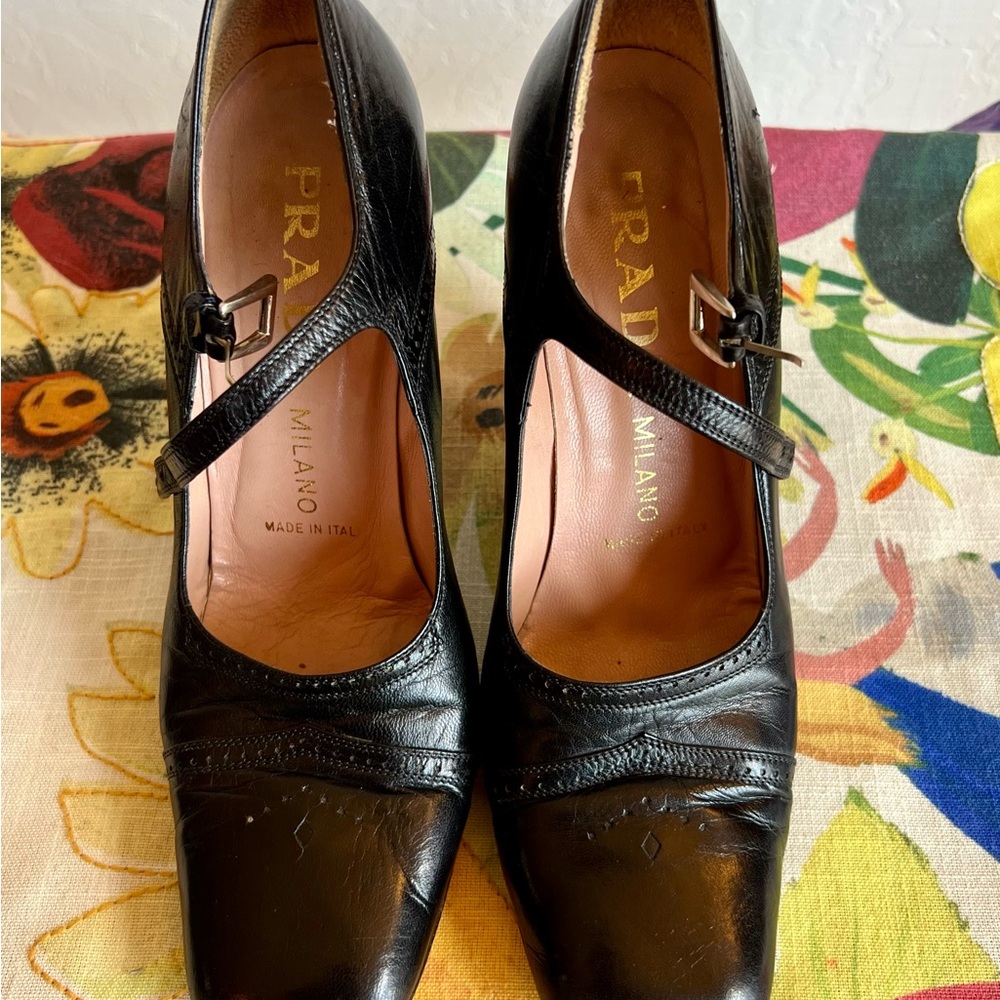 PRADA Mary Jane Pumps Women’s Size 38 (7.5) Black Vintage 90s - Picture 8 of 13